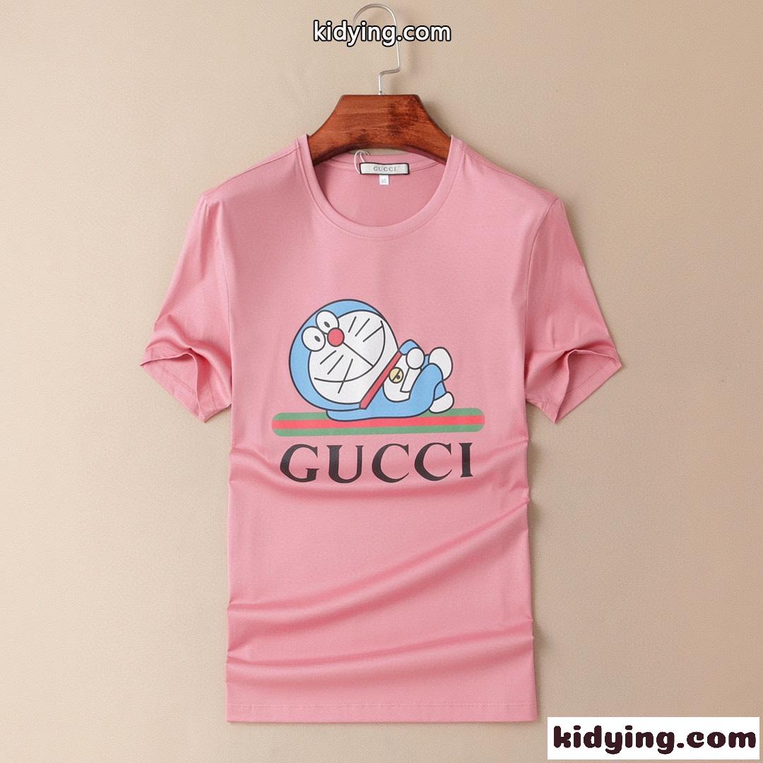 遊び心いっぱい ドラえもん プリント シルケット加工 グッチ 半袖Tシャツ コピー クルーネック トップス-0