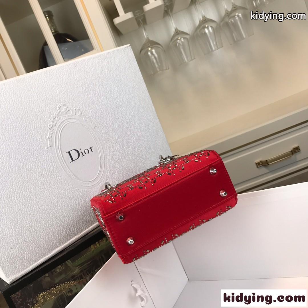 クリスチャン・ディオール バッグ コピー 大人気 LADY DIOR カナージュ サテン ミニバッグ レッド-3