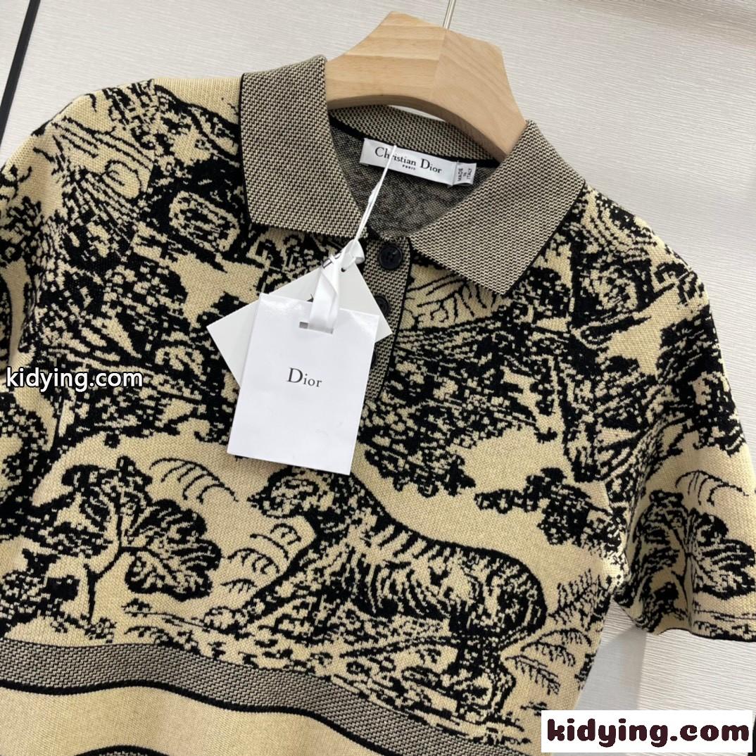 トワル ドゥ ジュイ ショート丈 ポロシャツドレス クリスチャン・ディオール ワンピース コピー ニットワンピース-2