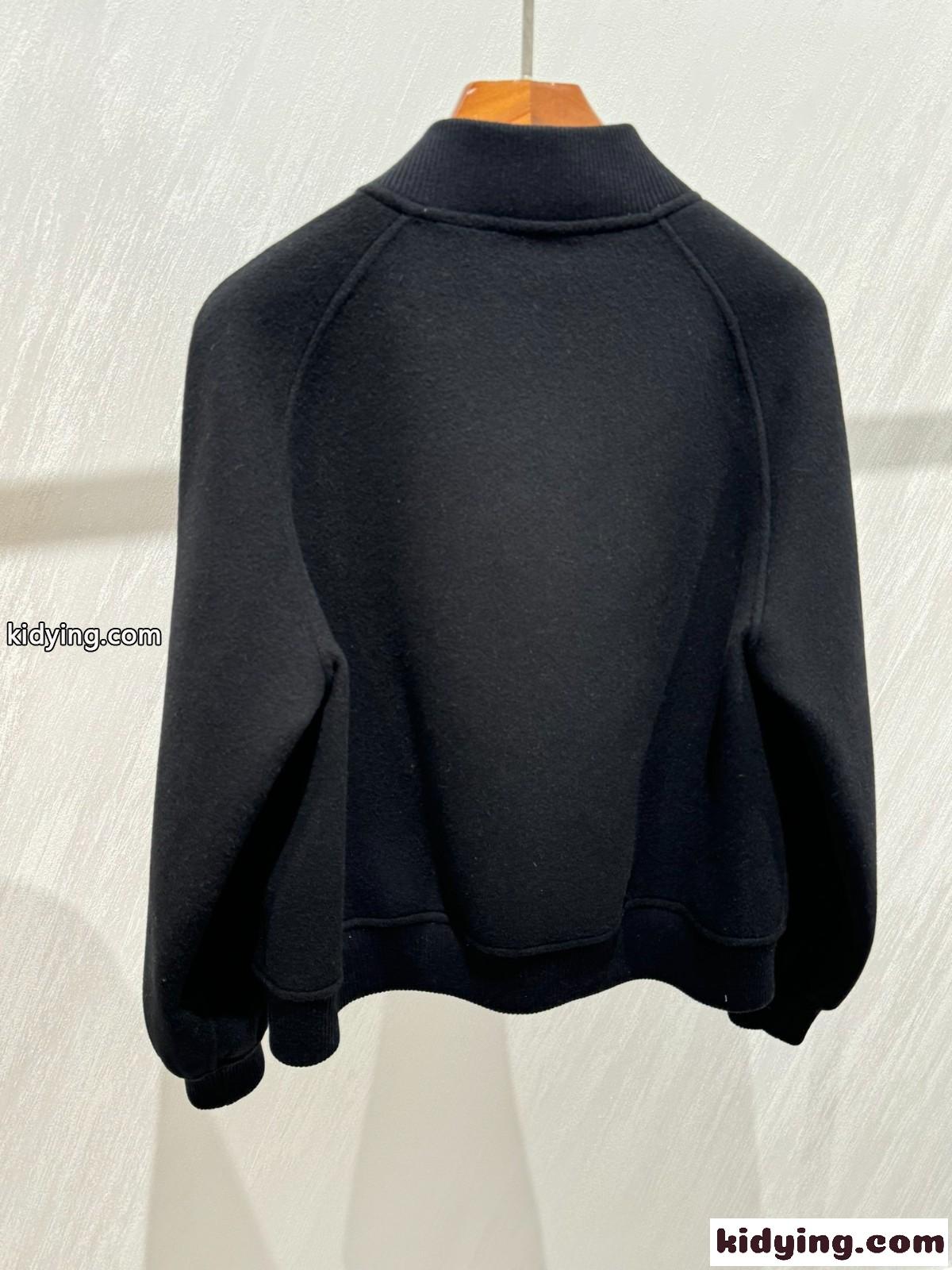 洗練された カシミヤ ボンバージャケット エルメス ジャケット コピー ブラック-4