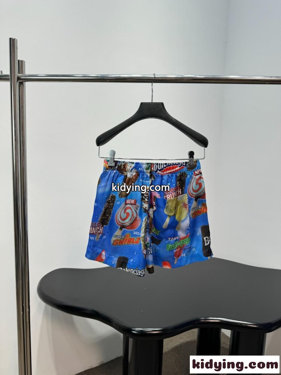 バレンシアガ パンツ コピー 総柄プリント ショートパンツ-1