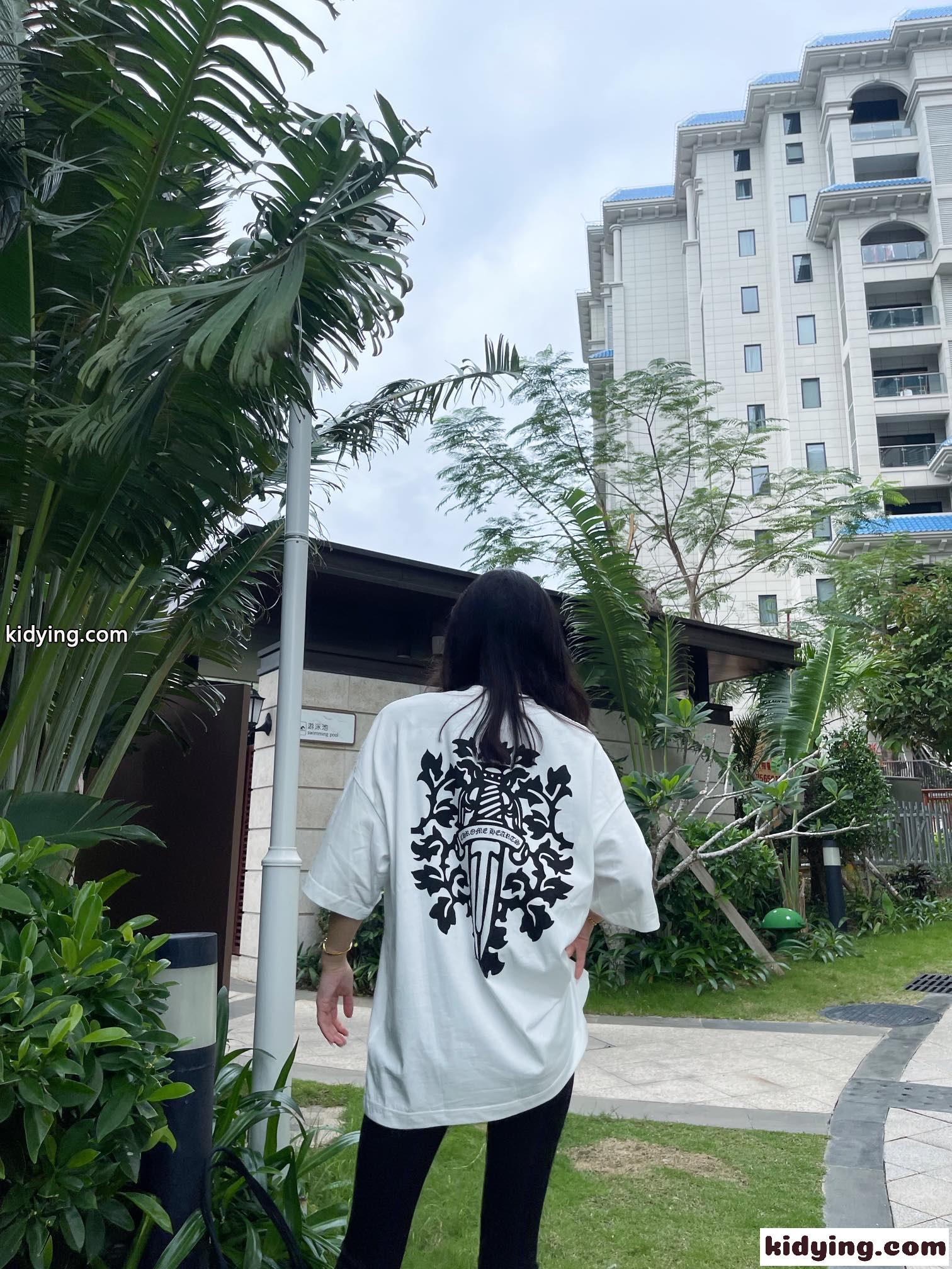 体型カバー ゆったり クルーネック カジュアル 着心地いい クロムハーツ 半袖Tシャツ コピー 男女兼用 ファッション-5