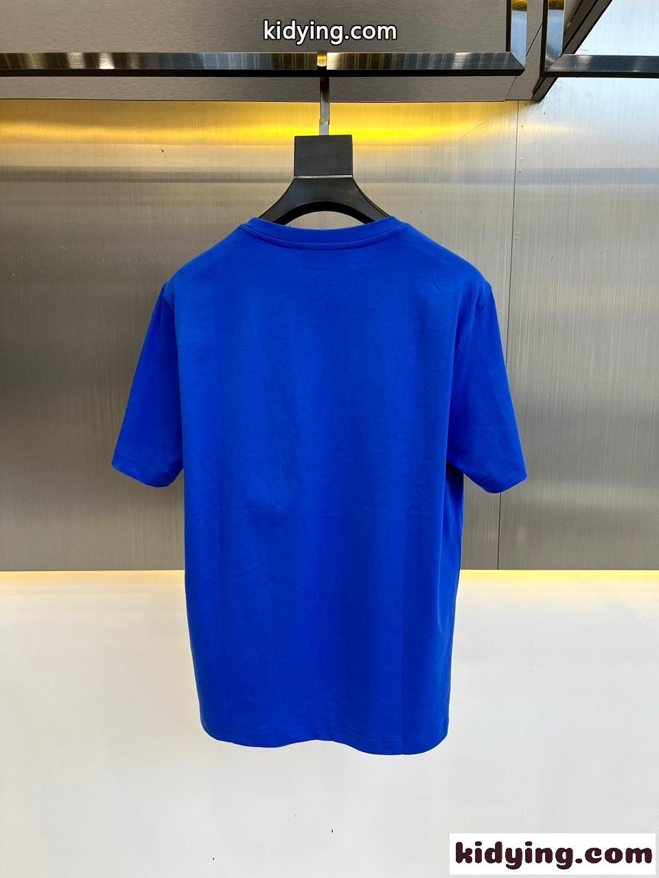 ADIDAS X GUCCI コットン クルーネック Tシャツ グッチ Tシャツ コピー 男女兼用 ブルー-5