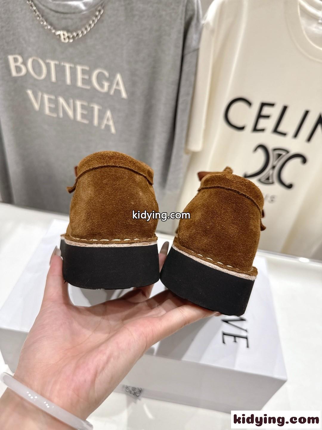 LOEWE ファロ スエード ボートシューズ ロエベ シューズ スーパーコピー ブラウン-3