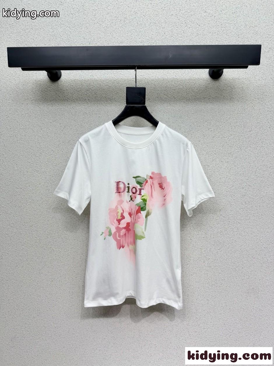 カジュアル コットン 半袖Tシャツ クリスチャン・ディオール Tシャツ 偽物-0