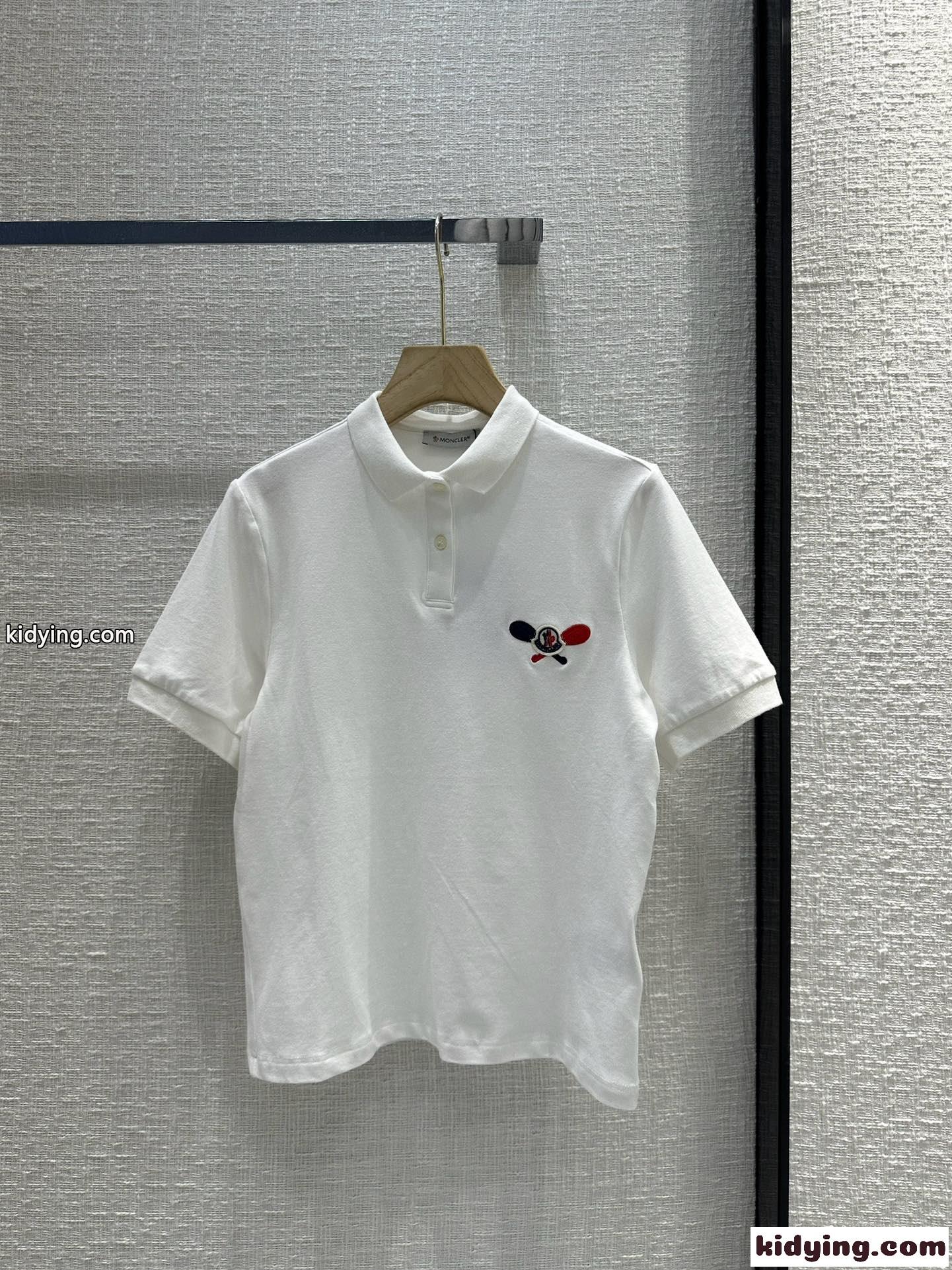 モンクレール 半袖Tシャツ コピー 定番 コットンピケ ポロシャツ ホワイト-2