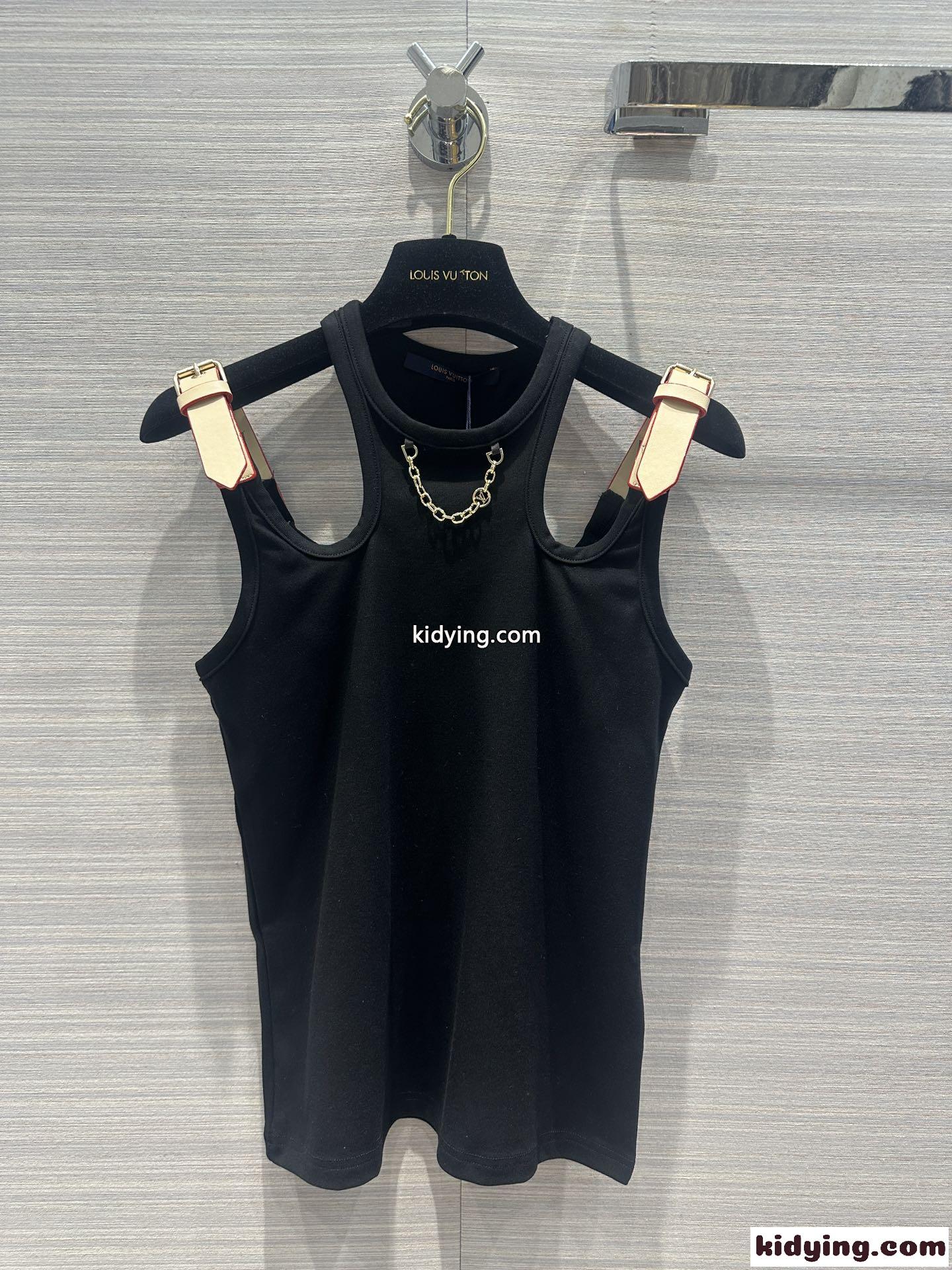 アイレットタブタンクトップ ルイ・ヴィトン Tシャツ コピー ブラック-2