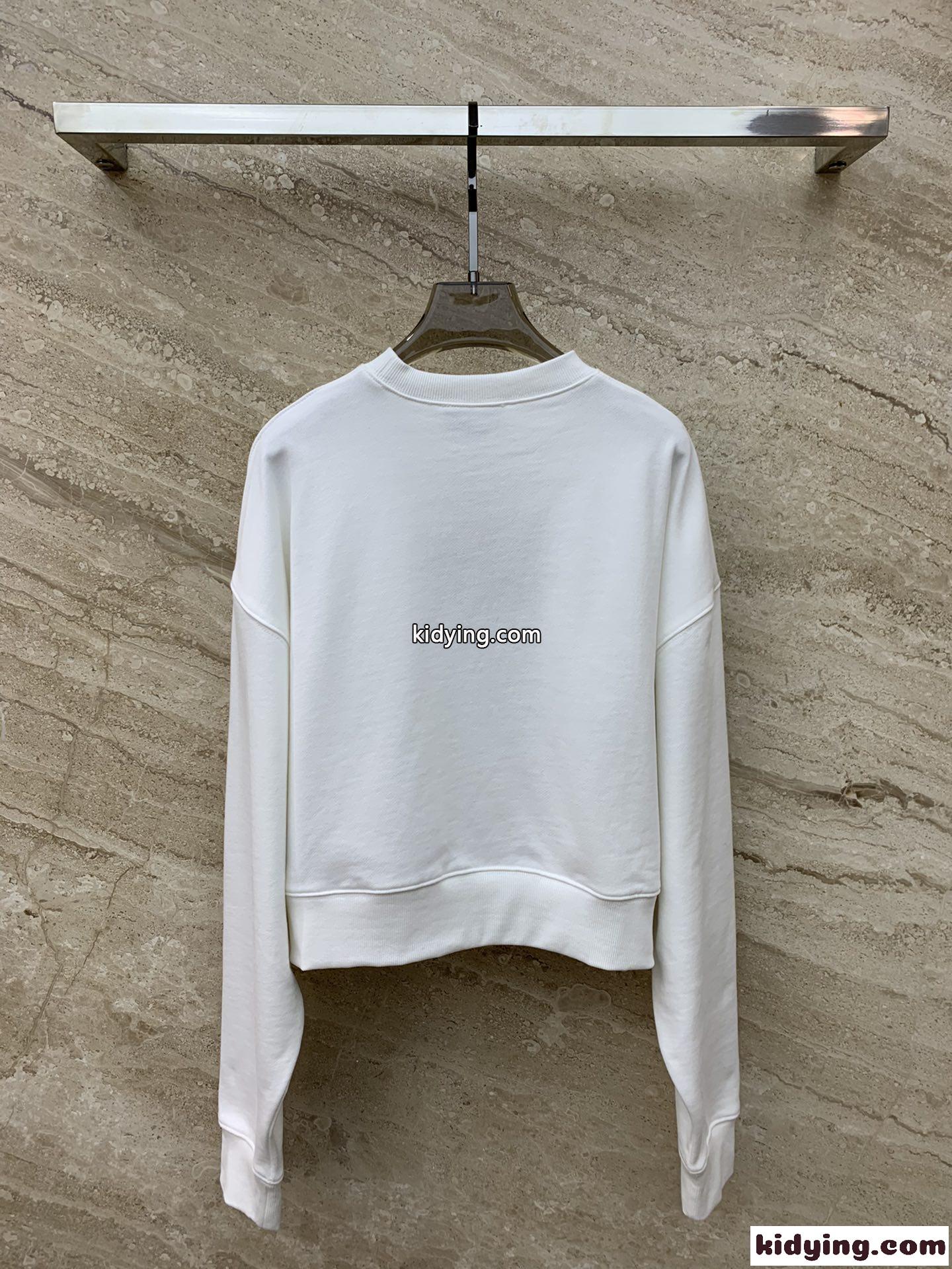 カジュアル ロゴ入り クロップド スウェットシャツ ミュウミュウ Tシャツ コピー ホワイト-2