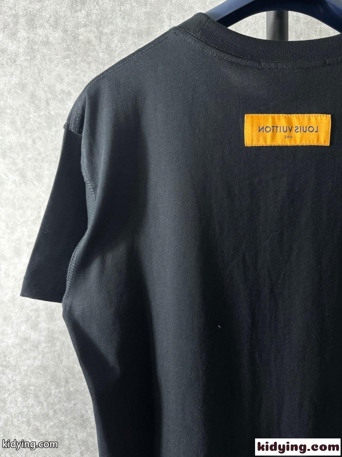 ルイ・ヴィトン Tシャツ コピー シンプル ユニセックス クルーネック コットン 半袖Tシャツ-4