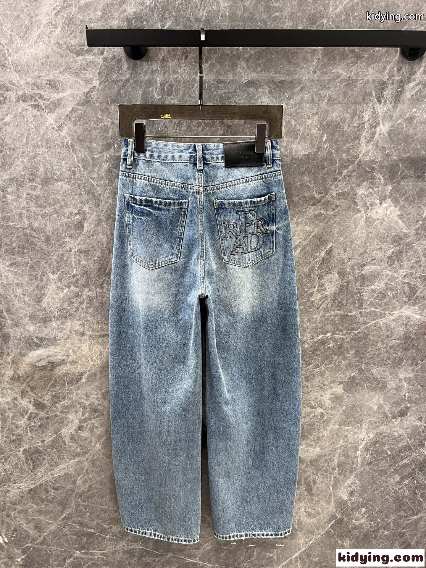 トレンド～カジュアル カーブデニムパンツ プラダ ジーンズ コピー ブルー-2