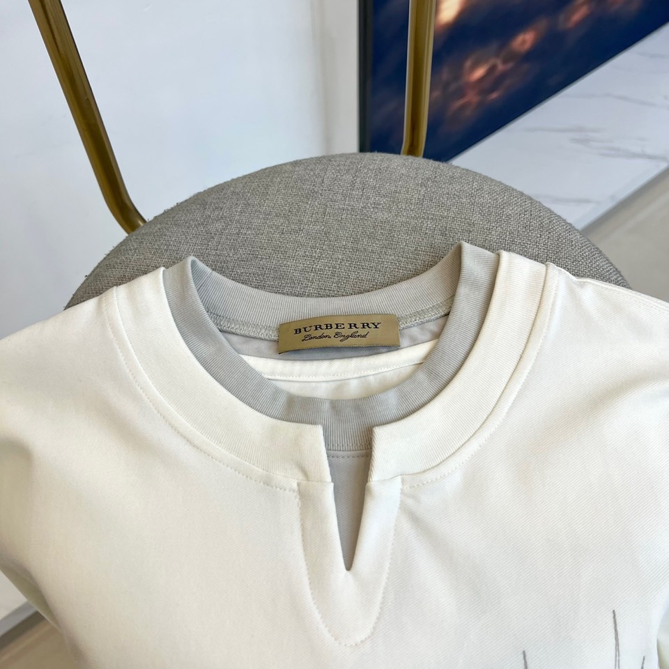 おしゃれ レイヤード風 半袖Tシャツ バーバリー Tシャツ 偽物 コットン ホワイト-2