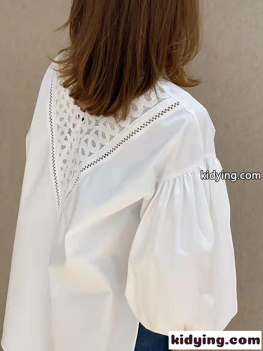 可愛い ゆったり 体型カバー 刺繍 切り替え 人気 セリーヌ シャツ コピー レディース 前後2WAY ブラウス 白 ホワイト-1