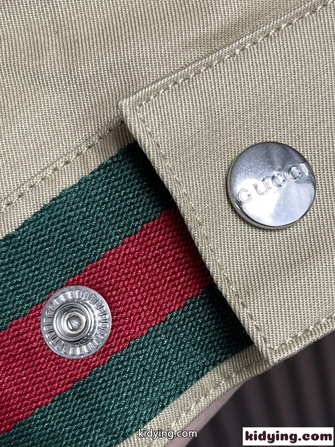 ウェブ ストライプ付き コットンツイル ジャケット グッチ ジャケット コピー ブルゾン カーキ-3
