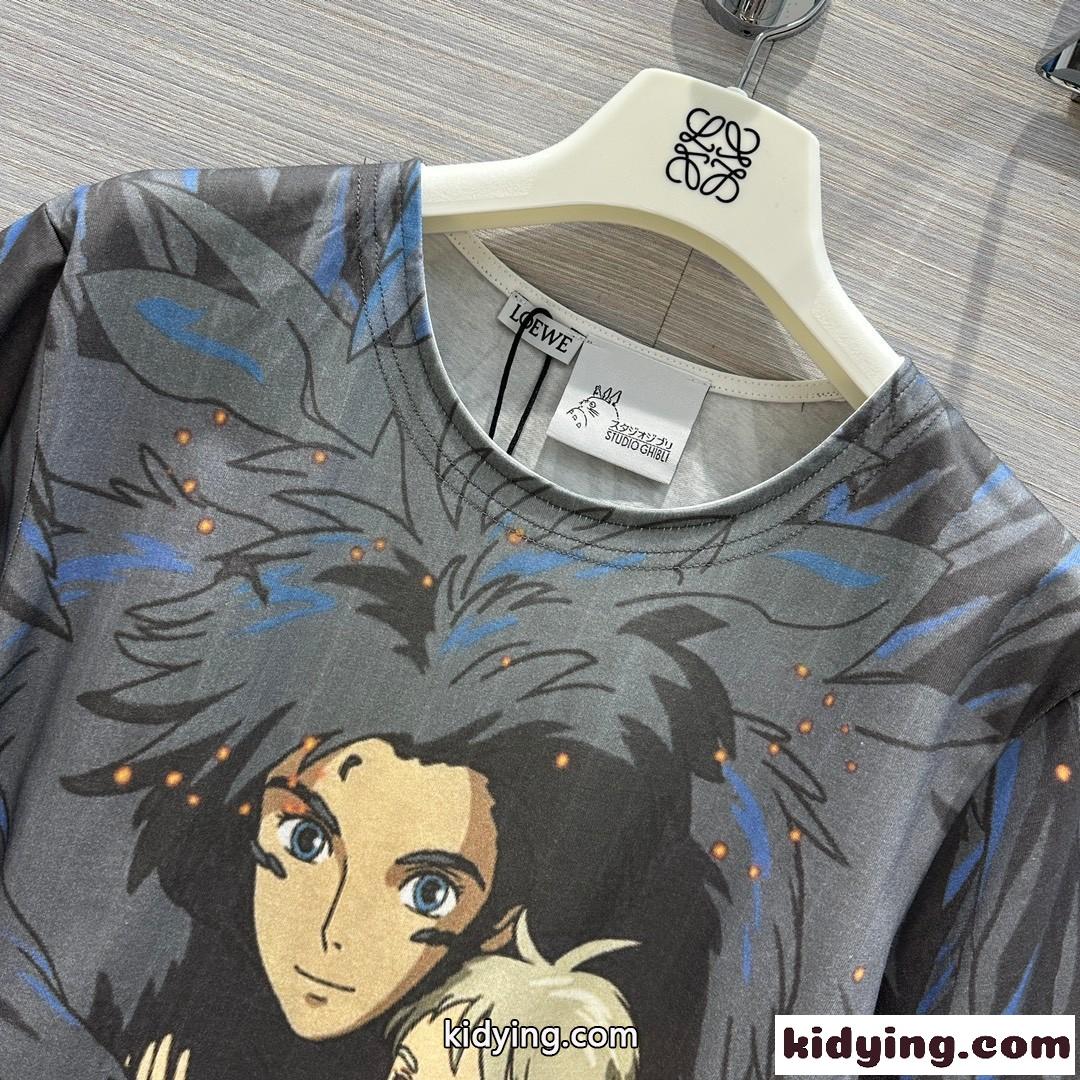 新作​  ハウルとソフィー 半袖Tシャツ ロエベ Tシャツ コピー コットン トップス-0