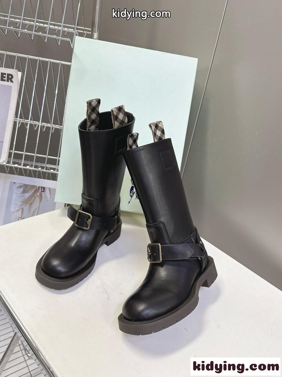 レザー ソフト サドル ローブーツ​ バーバリー ブーツ スーパーコピー-1