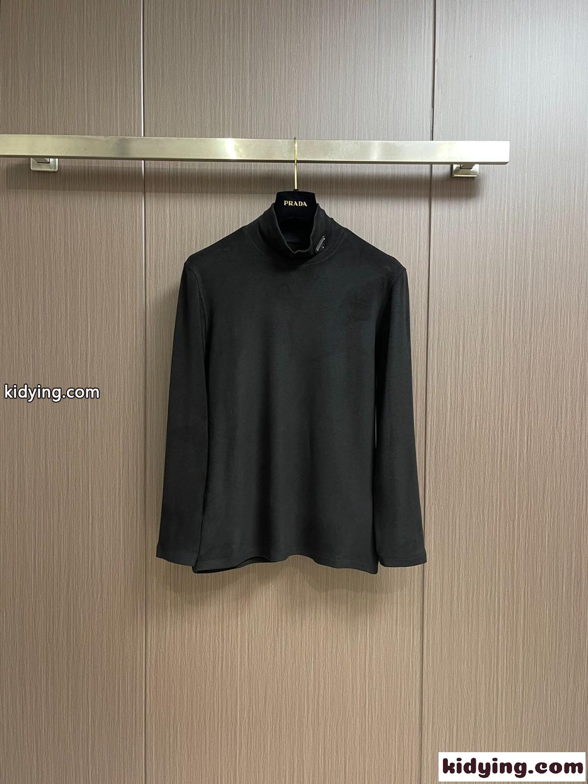ベーシック 合わせやすい タートルネック 長袖Tシャツ プラダ Tシャツ コピー ブラック-0