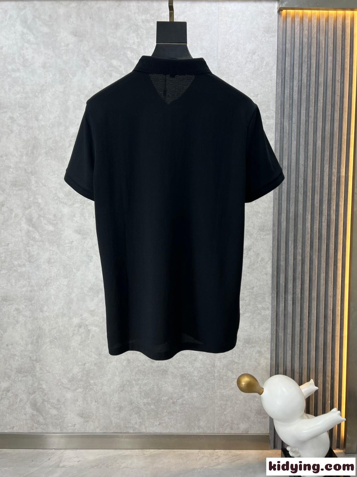 エルメネジルド・ゼニア Tシャツ コピー カジュアル 定番 半袖 ポロシャツ ブラック-1