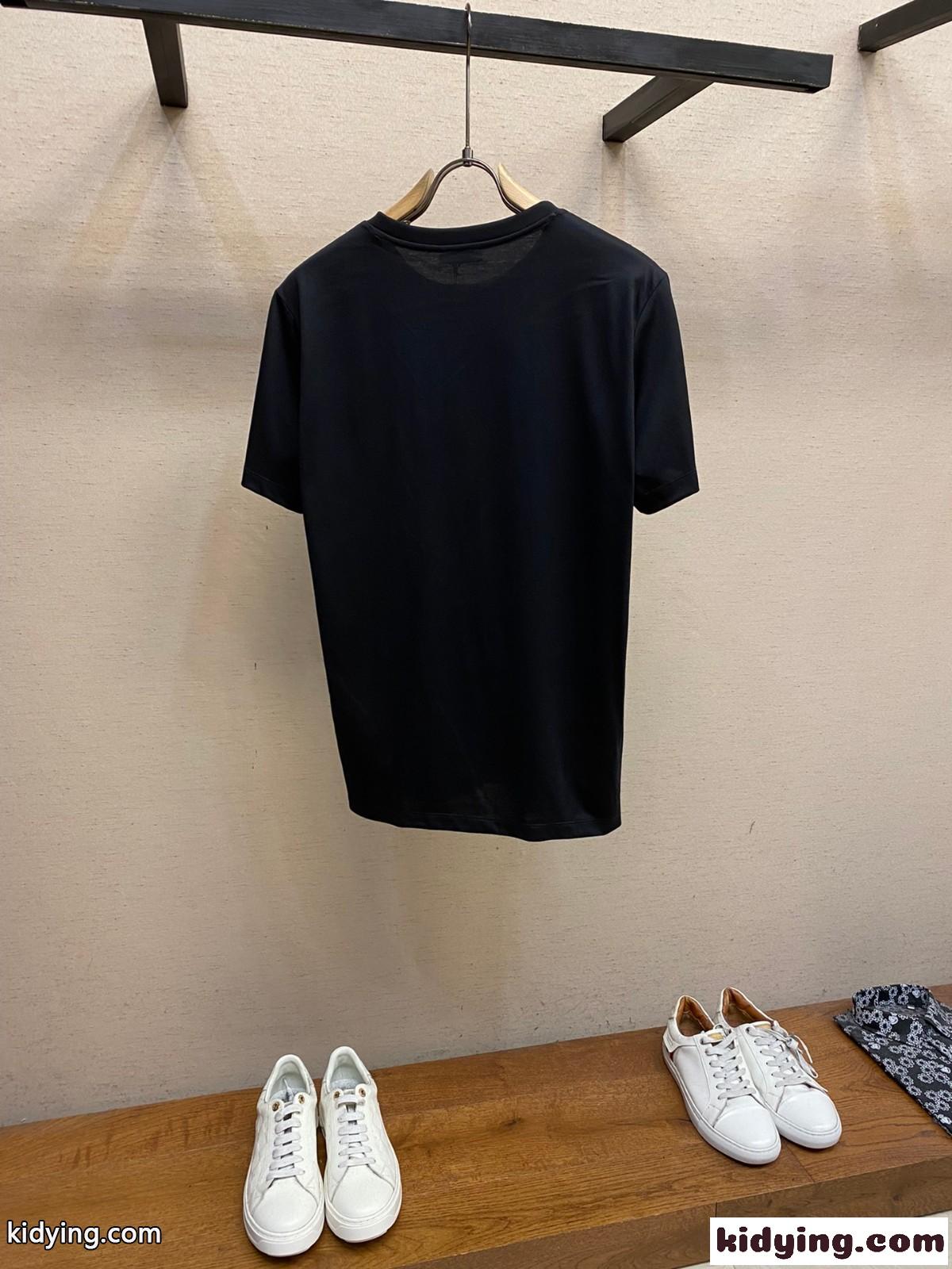 シンプル バルマン Tシャツ コピー ロゴ入り クルーネック 半袖Tシャツ ブラック-1