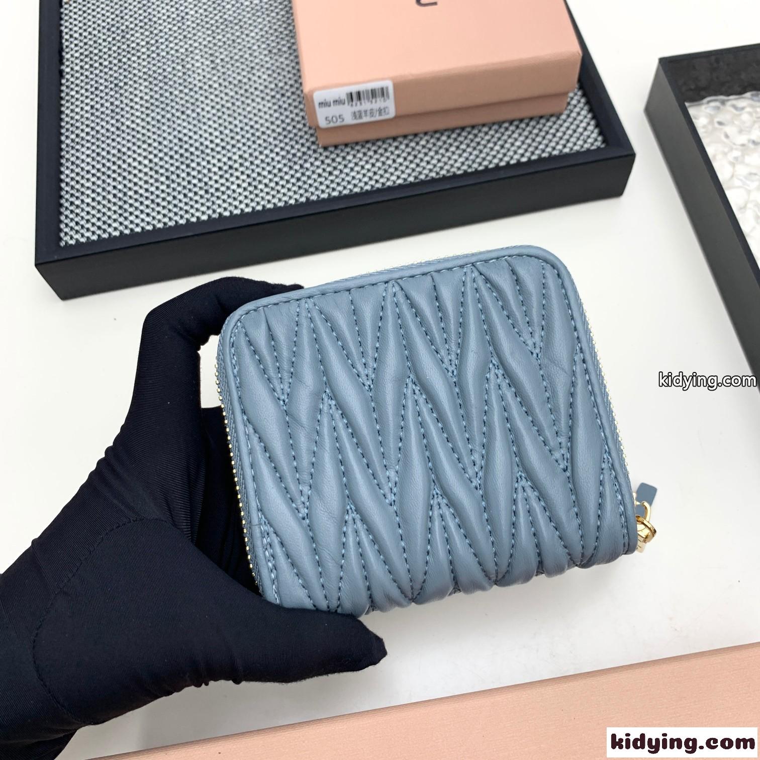 マテラッセレザー コンパクト財布 ミュウミュウ 財布 コピー ブルー-2