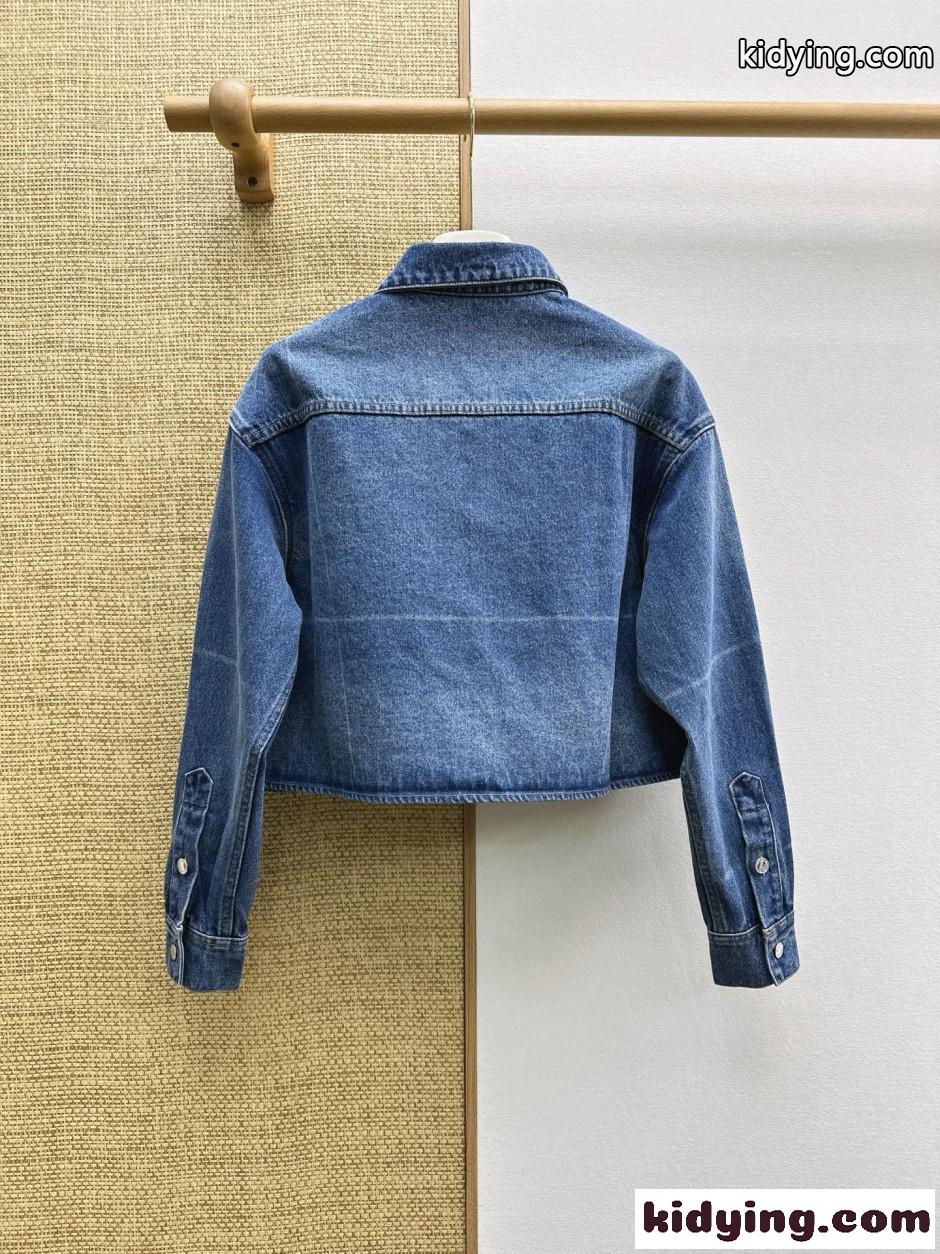 洗練された クロップド デニムシャツジャケット アレキサンダーワング シャツ コピー ブルー-4