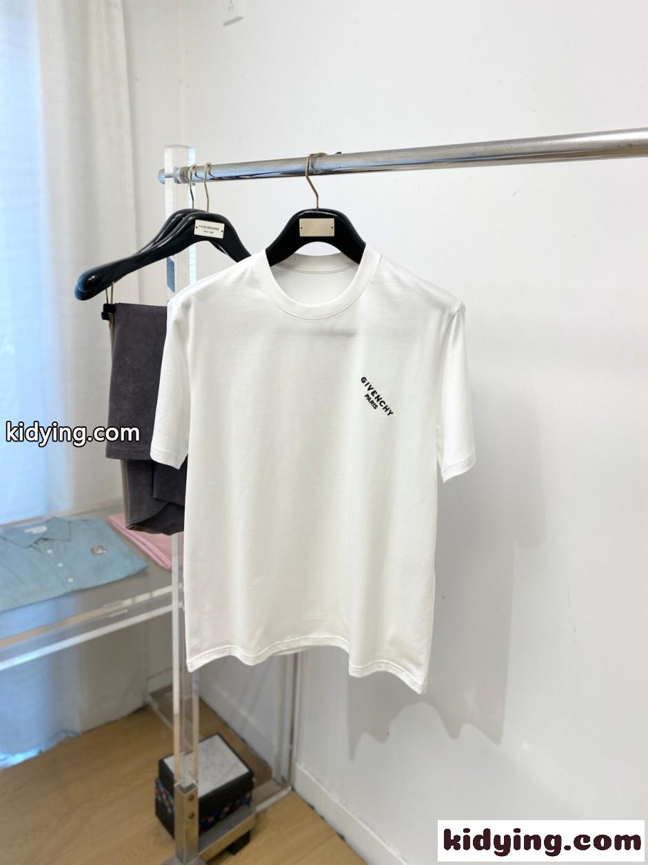 カジュアル 洗練された ロゴ刺繍 半袖Tシャツ ジバンシィ Tシャツ 偽物 ホワイト-0
