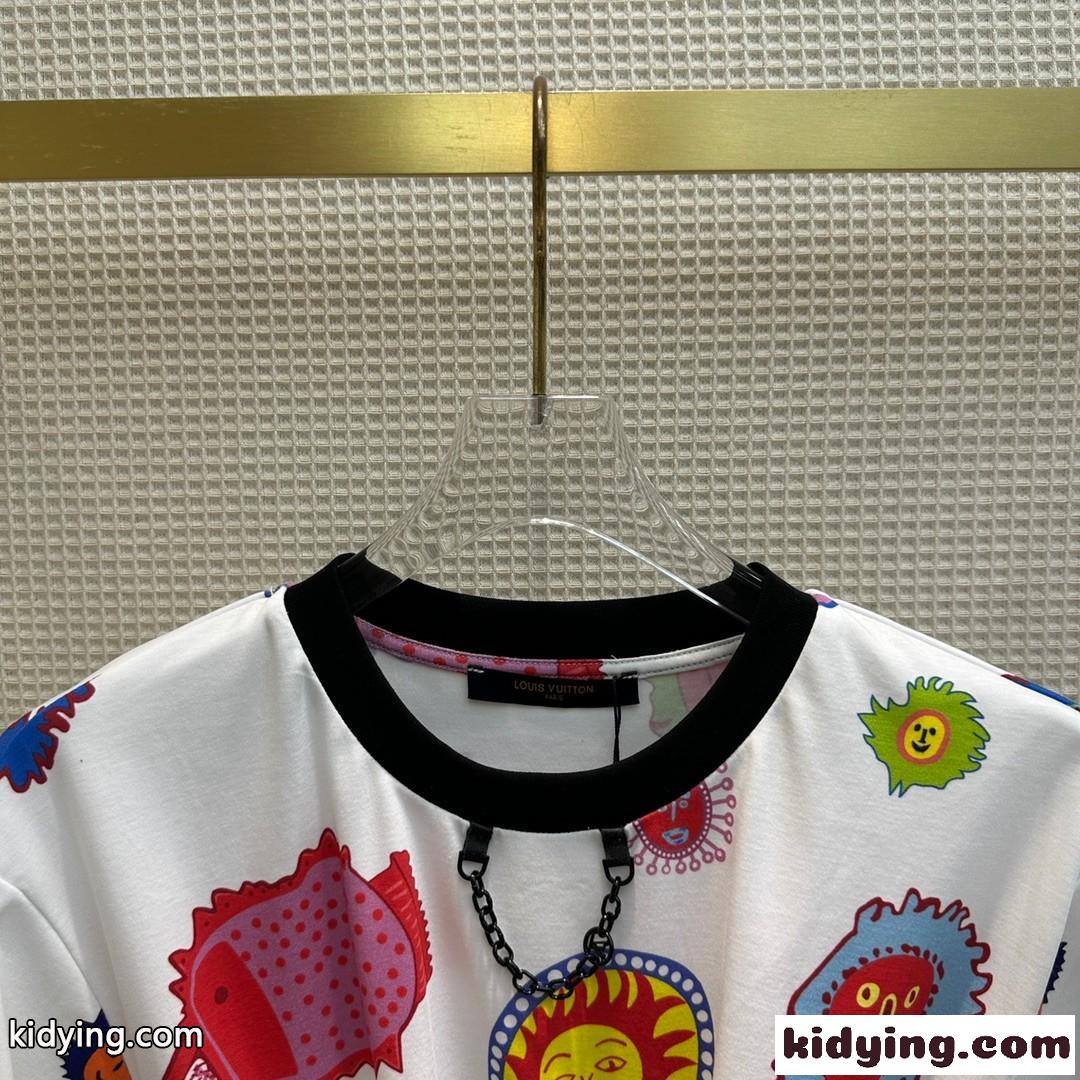 LV × YK フェイスプリントセルフタイTシャツ ルイ・ヴィトン Tシャツ コピー-0