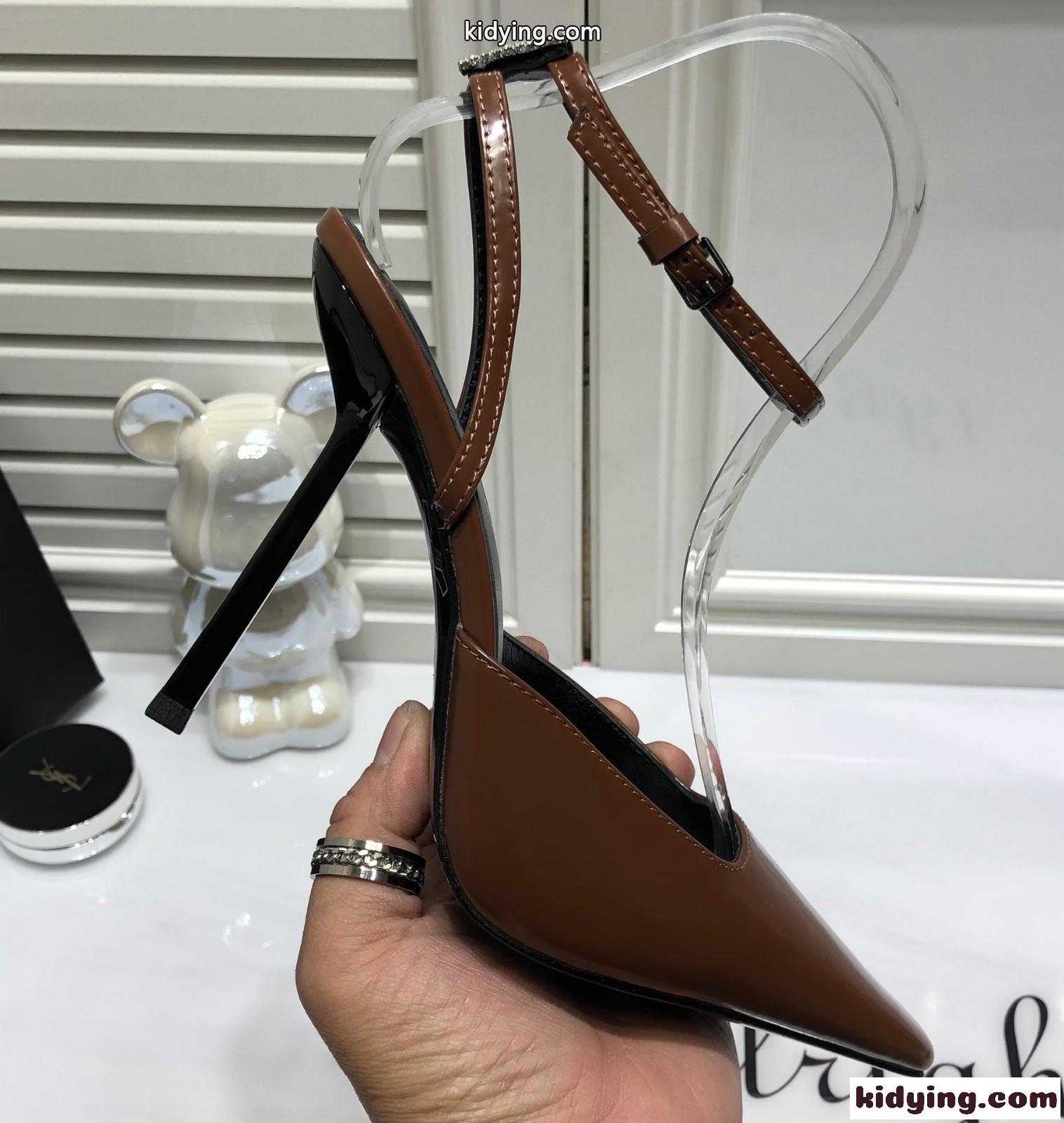 パテントレザー アヌーク パンプス イヴ・サンローラン サンダル コピー ブラウン-4