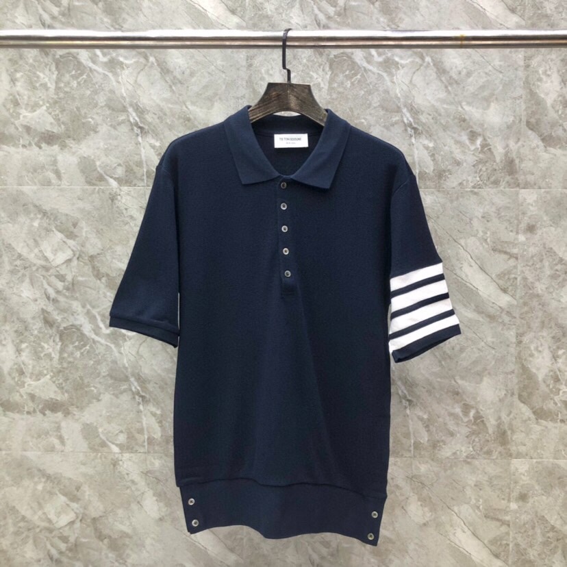 カジュアル おしゃれ 4BAR ショートスリーブ ポロ トムブラウン Tシャツ コピー メンズ ネイビー-0