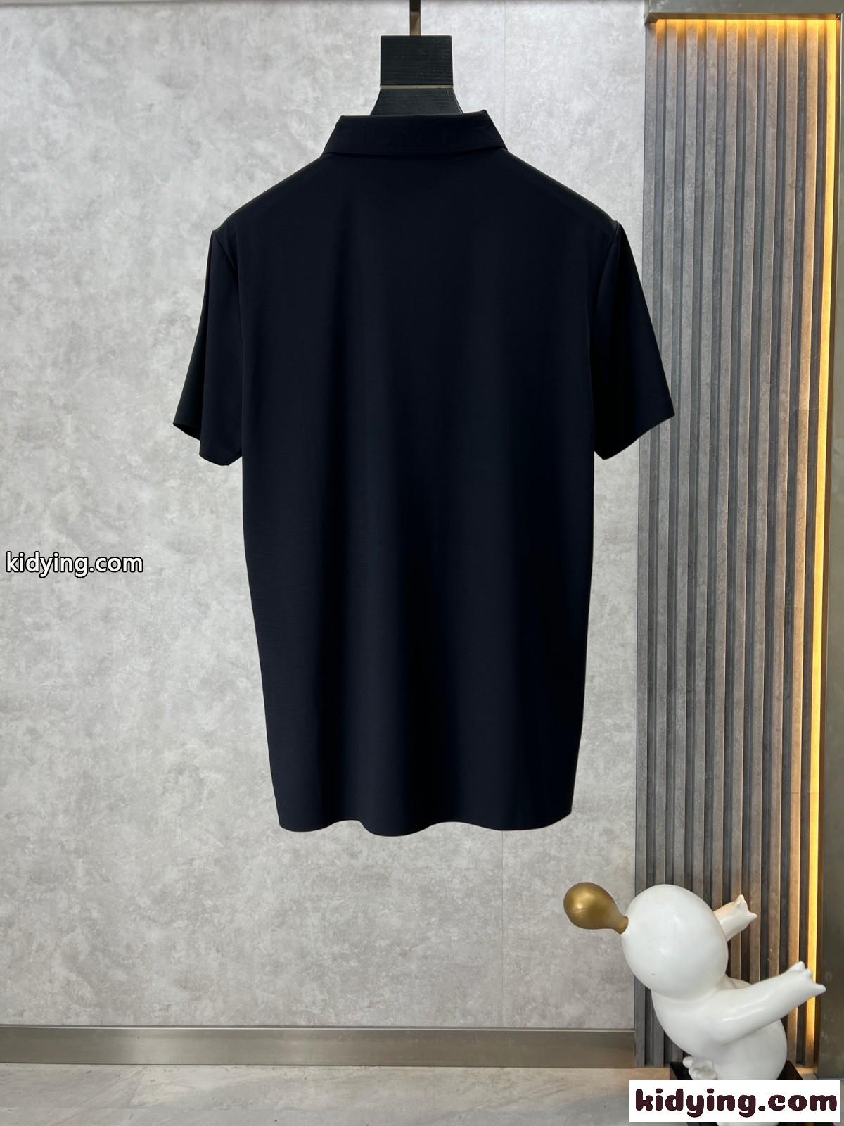 アイスシルク ポロシャツ アルマーニ 半袖Tシャツ コピー 春夏 メンズ ブラック-1