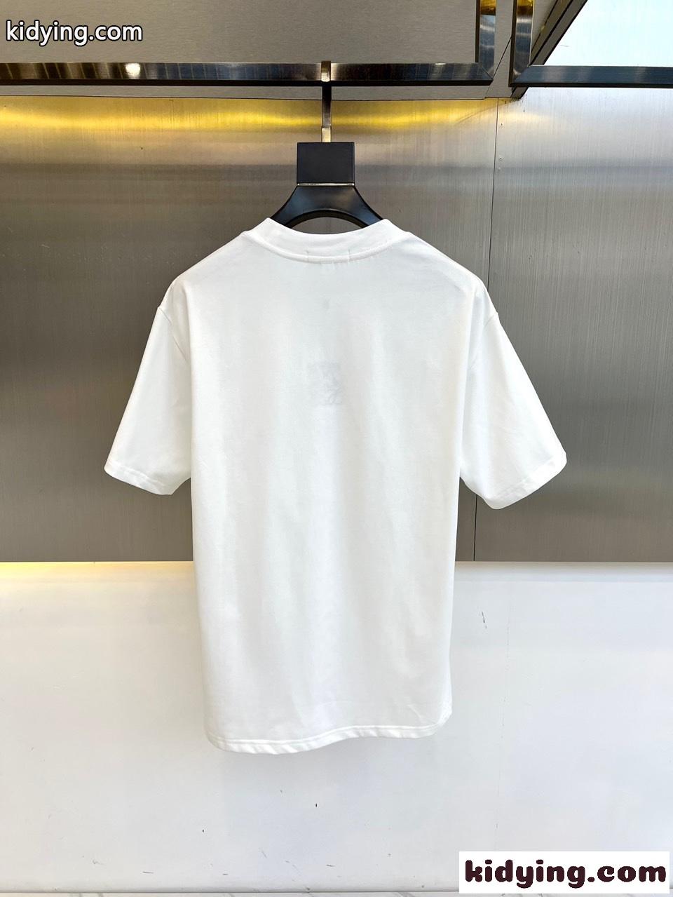ロエベ Tシャツ 偽物 お洒落 ロゴ入り コットン 半袖Tシャツ ホワイト-4