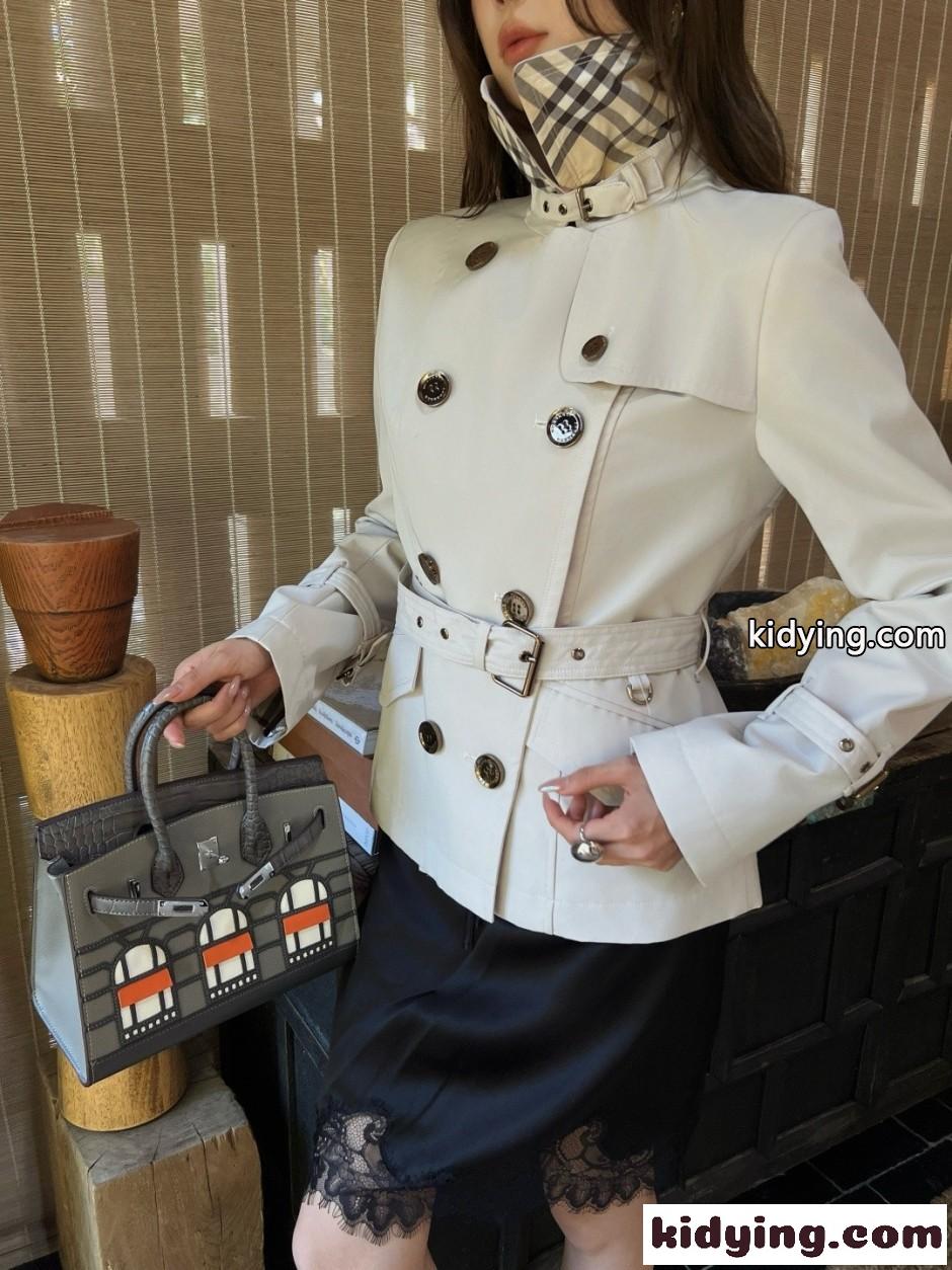 ダブルブレスト ショートトレンチコート バーバリー ジャケット コピー-5