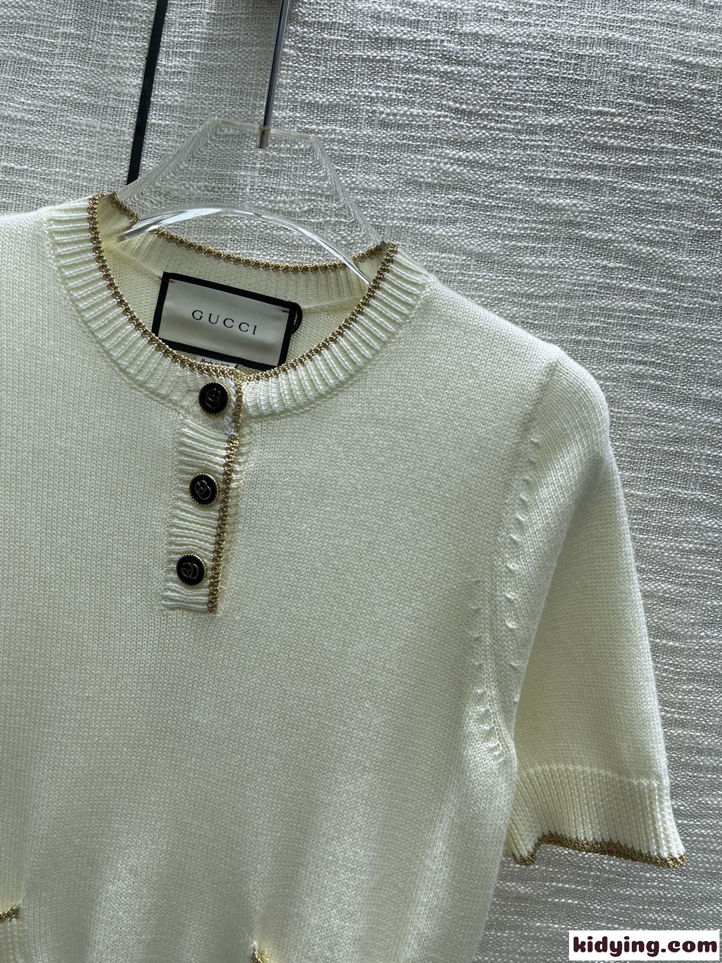人気 快適 コットン ラメ ニット Tシャツ グッチ セーター コピー レディース 半袖 クルーネック-2