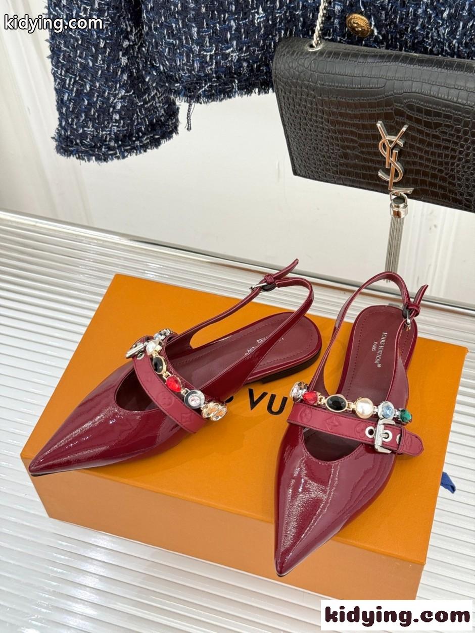 上品 高級感 LV バイブ バレリーナ ルイ・ヴィトン パンプス コピー ボルドー-0