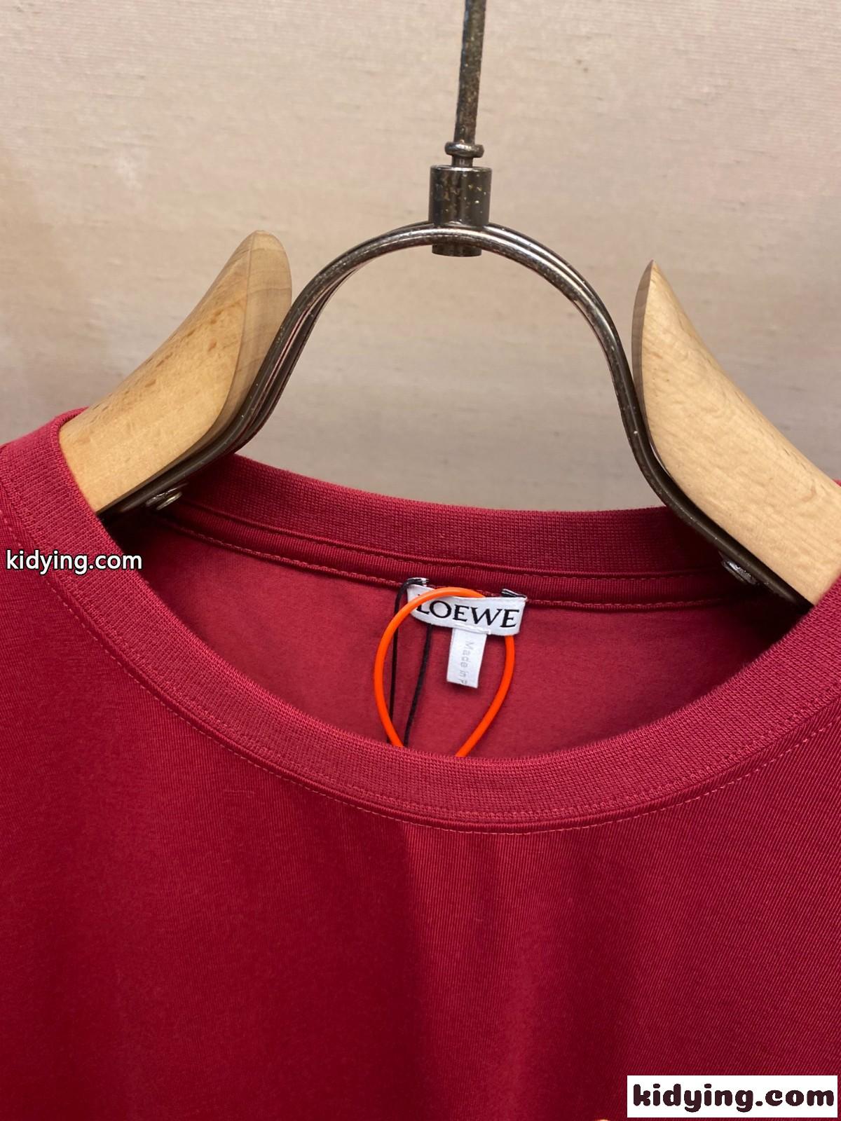 シンプル アナグラム コットンTシャツ ロエベ Tシャツ コピー 半袖トップス-2