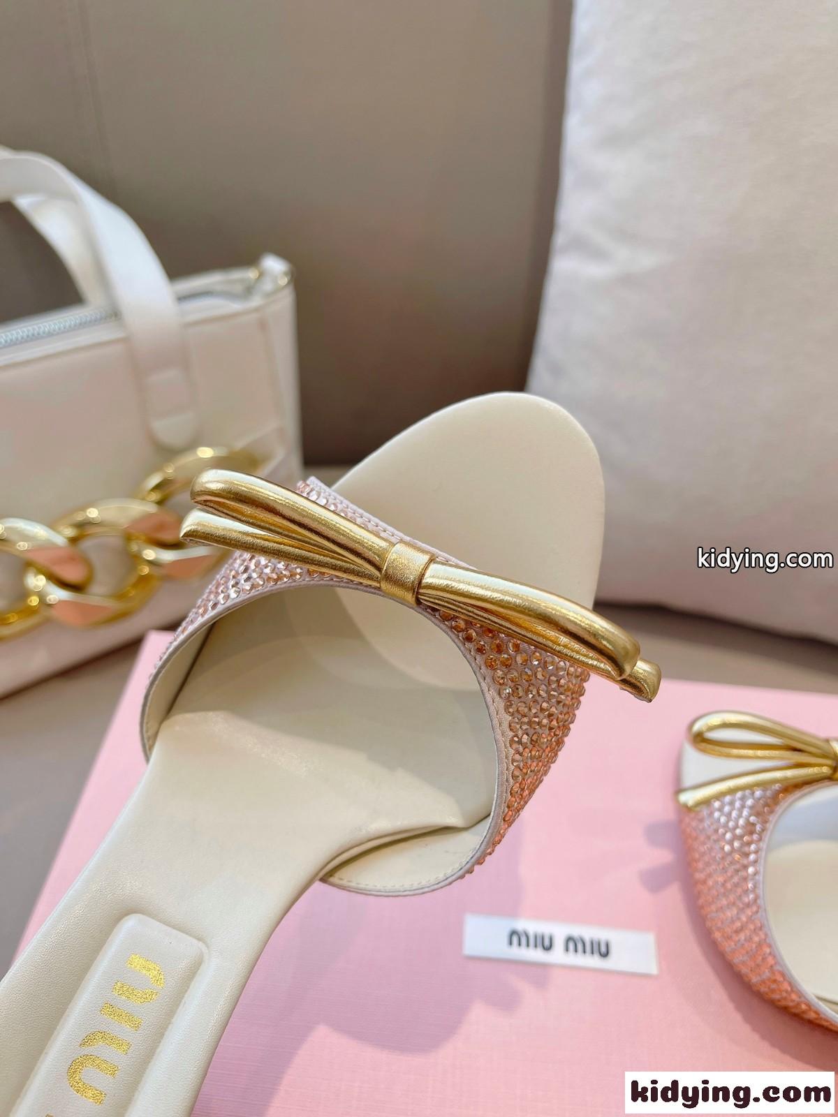 クリスタル付き リボン ミュール ミュウミュウ サンダル コピー-3