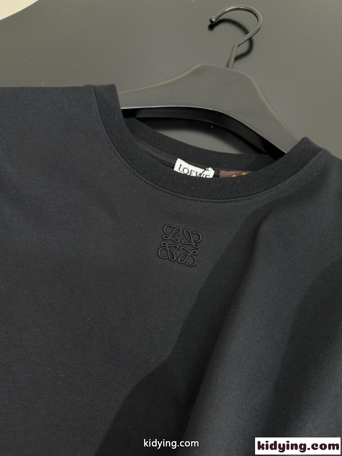 可愛い おしゃれ クロップドTシャツ ロエベ Tシャツ コピー コットン ブラック-2