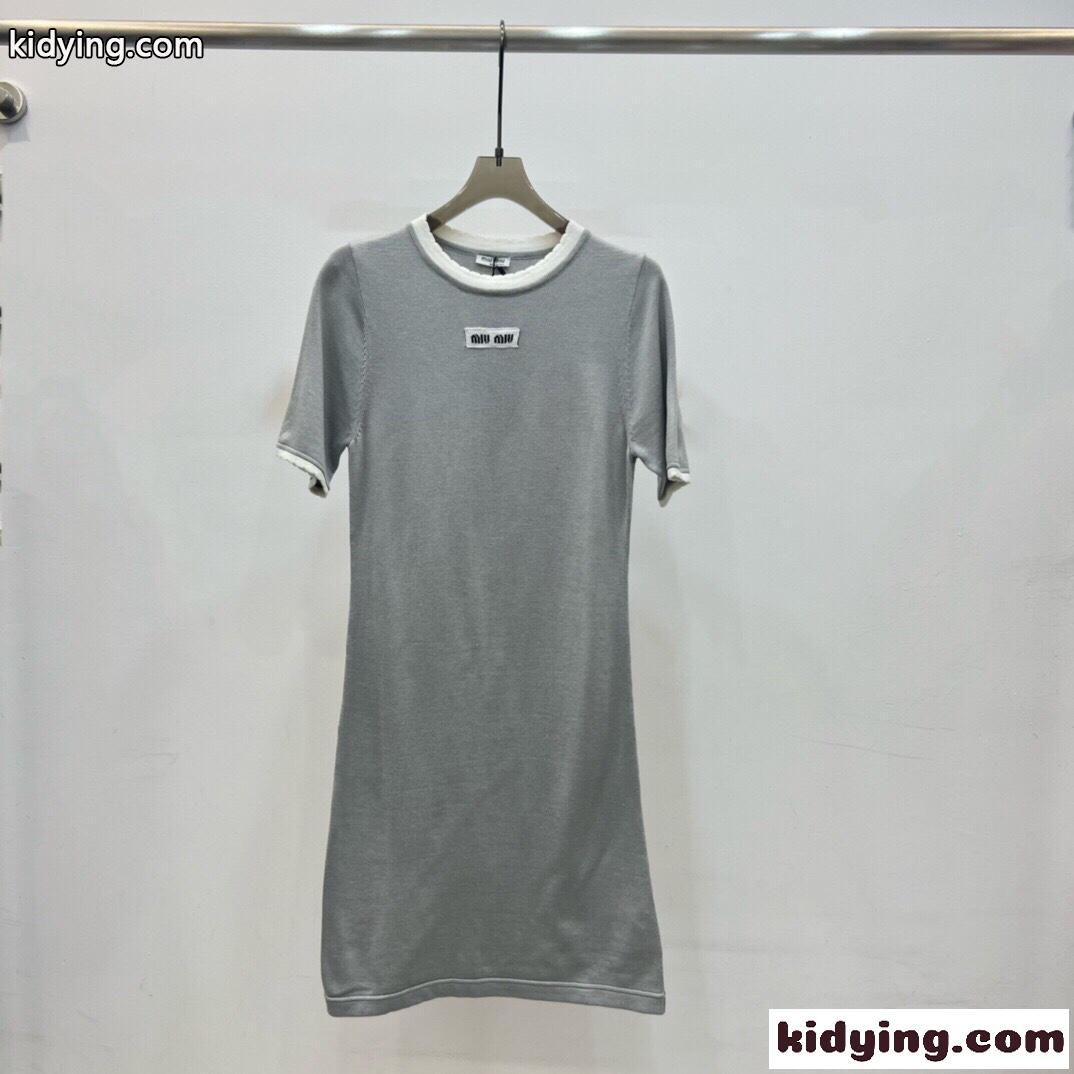 シンプル クルーネック 半袖 Tシャツドレス ミュウミュウ ワンピース コピー レディース-0