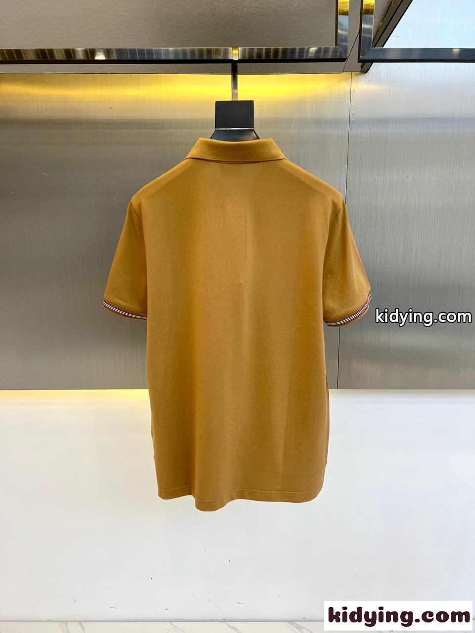 シンプル バーバリー Tシャツ コピー コットンピケ 半袖 ポロシャツ ブラウン-3