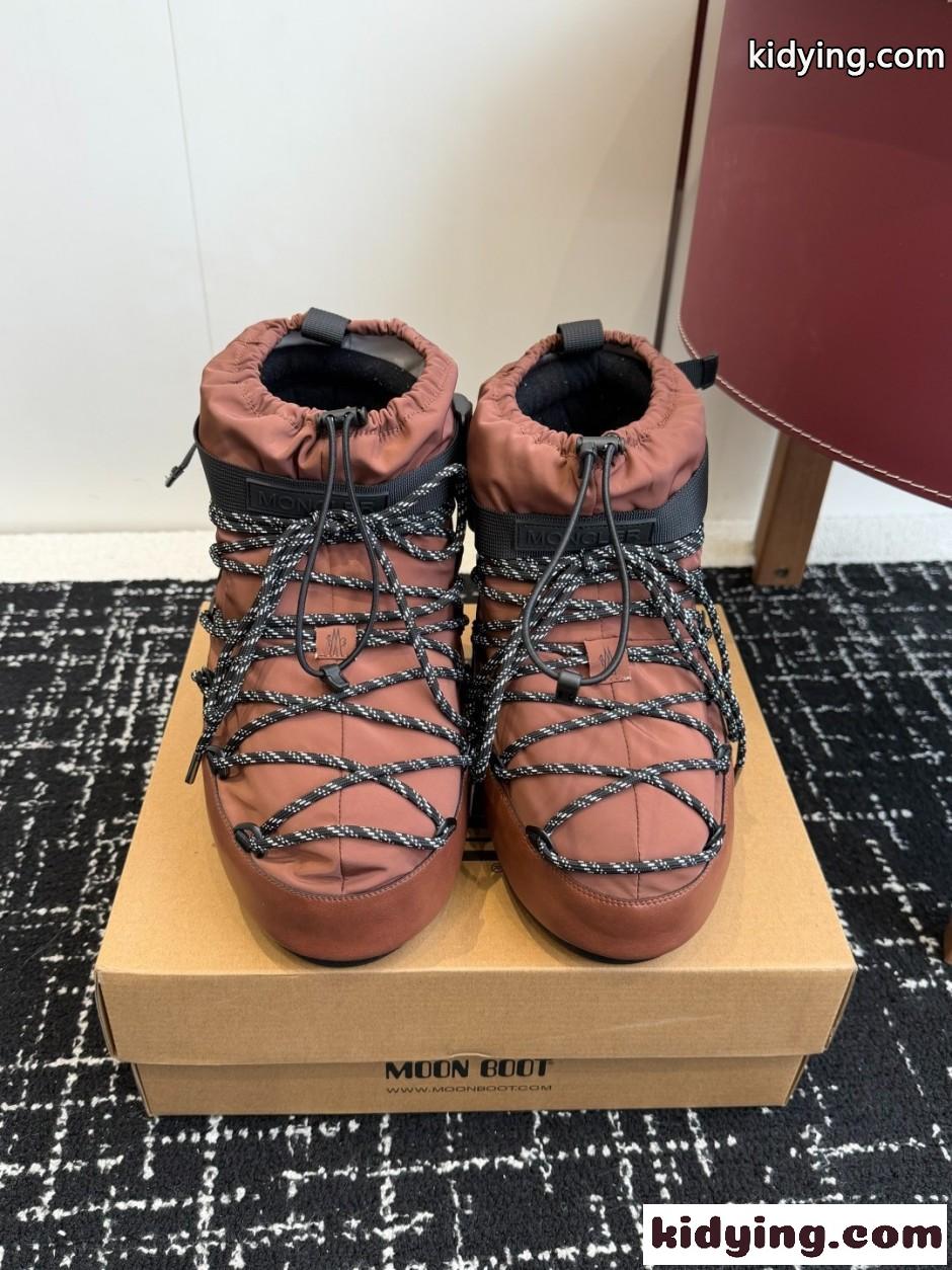 MONCLER × MOON BOOT スノーブーツ モンクレール ブーツ スーパーコピー ブラウン-2