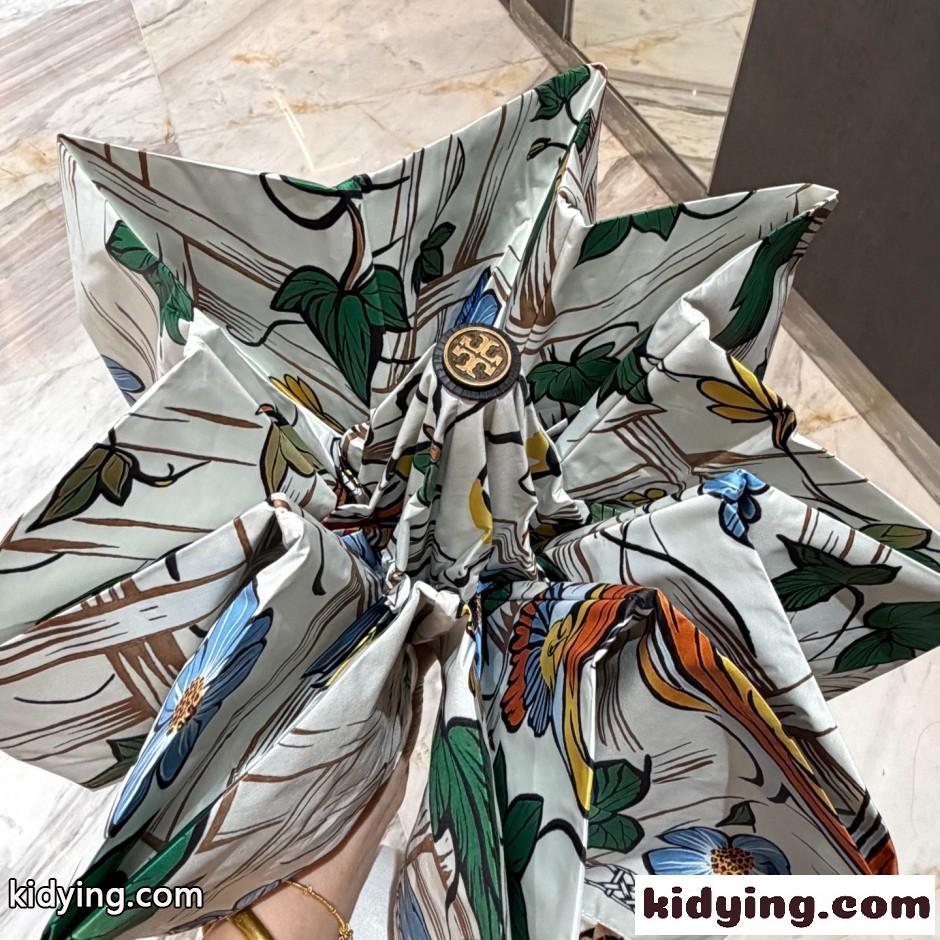 エレガント プリント 自動開閉 折りたたみ傘 トリーバーチ 傘 偽物 ホワイト-3