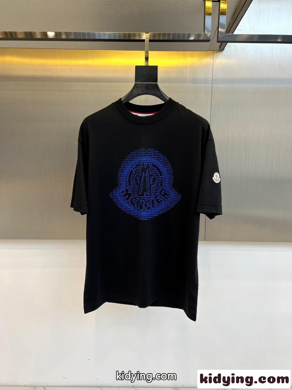 カジュアル ロゴ モンクレール Tシャツ 偽物 クルーネック 半袖Tシャツ ブラック-1