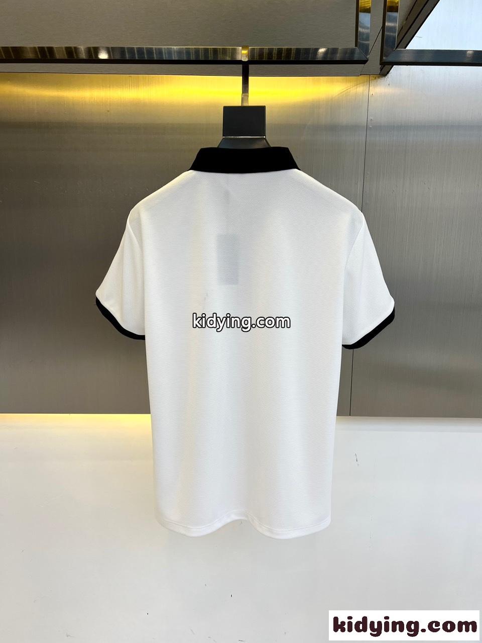 カジュアル バイカラー ポロシャツ プラダ Tシャツ 偽物 半袖トップス ホワイト-1