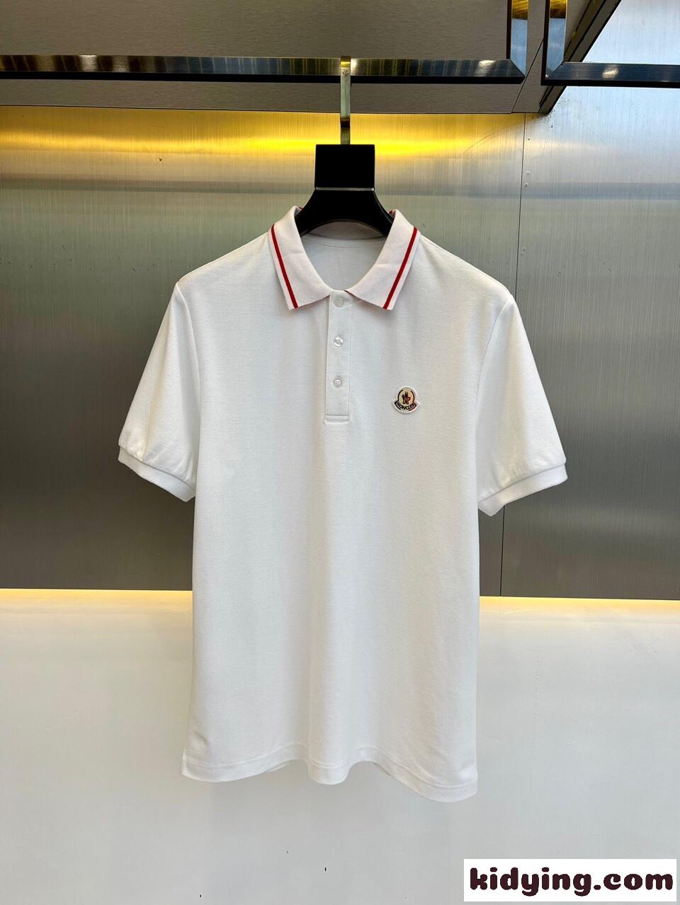 洗練された コットンピケ ポロシャツ モンクレール tシャツ コピー 半袖 トップス ホワイト-0