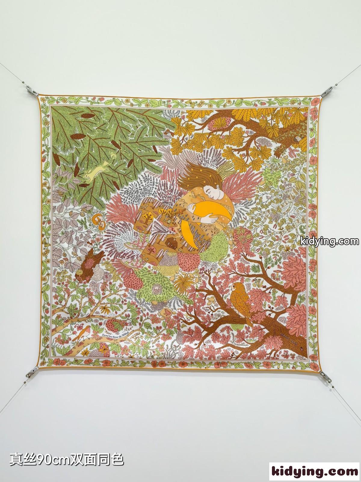 上品 プリント 大判スカーフ エルメス スカーフ コピー シルク 90x90-0