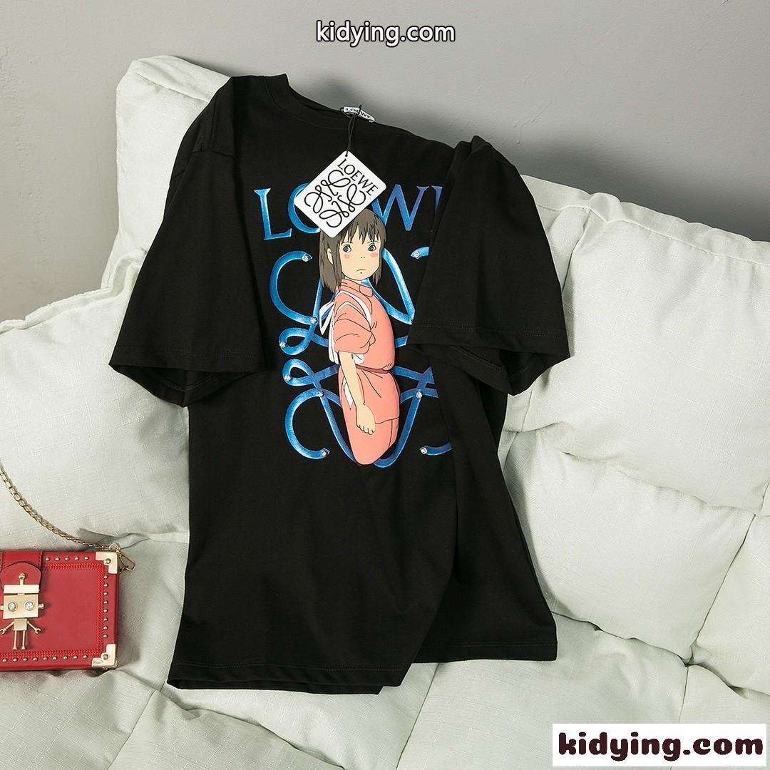 おしゃれ ゆったり 体型カバー プリント ロエベ tシャツ コピー コットン リラックス 快適 カジュアル-1