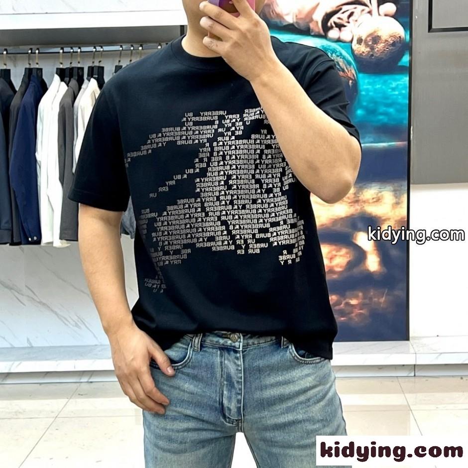 EKD コットン クルーネック 半袖Tシャツ バーバリー Tシャツ 偽物 ブラック-0