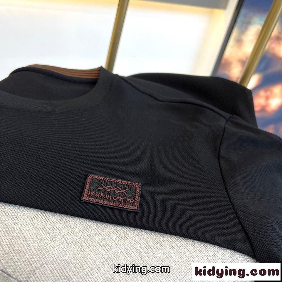 着心地いい エルメネジルド・ゼニア 半袖Tシャツ コピー クルーネック ブラック-2