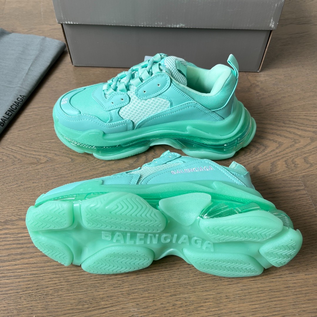 人気 軽量 Triple S Clear Sole バレンシアガ スニーカー スーパーコピー グリーン-5