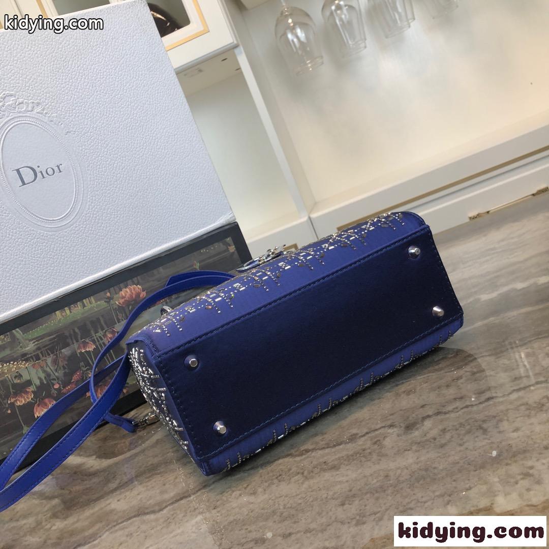 大人気 LADY DIOR カナージュ サテン ハンドバッグ クリスチャン・ディオール バッグ コピー ブルー-3
