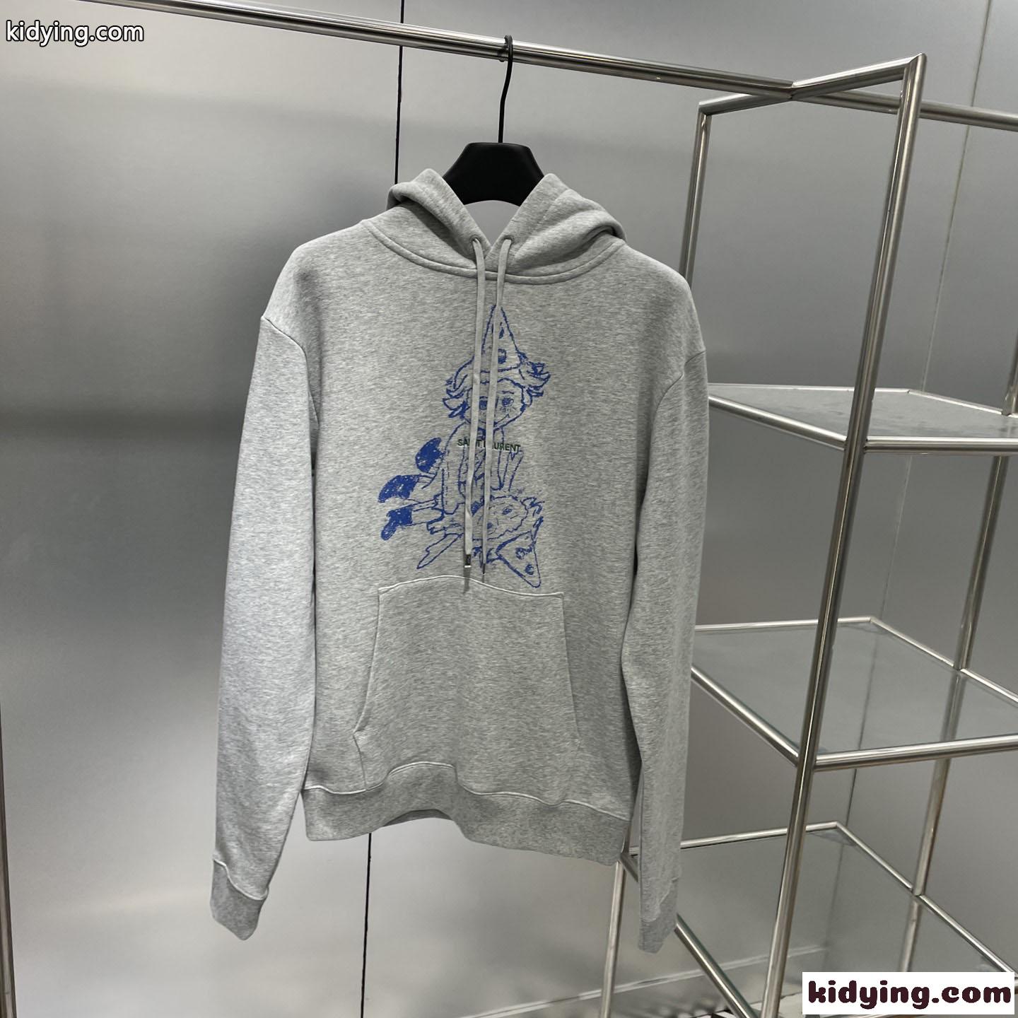 遊び心のある プリント 刺繍 ユニセックス イヴ・サンローラン パーカー コピー 秋冬 フーディ-0